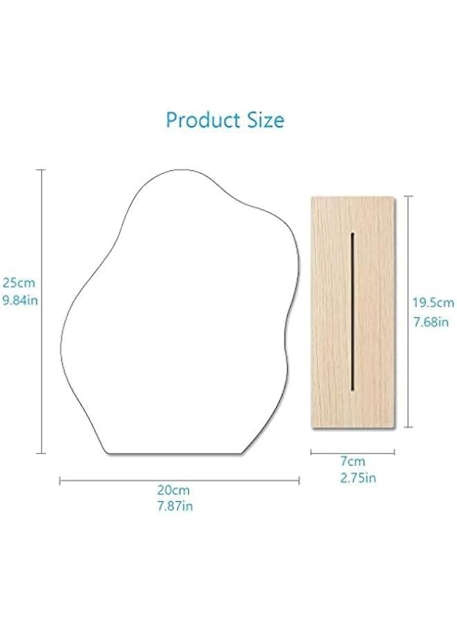 Irregular Aesthetic Vanity Mirror Frameless, Decorative Desk Tabletop Acrylic Mirrors with Wooden Stand for Living Room, Bedroom, Office and Minimal Spaces Home Decor - Cloud Shape - Image 2