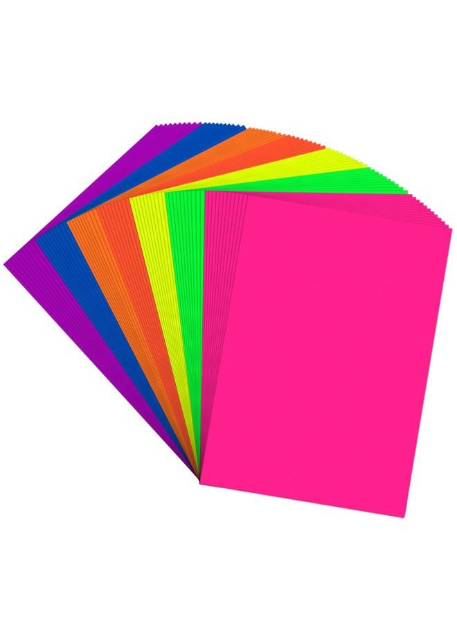 Magecubiku Colored Cardstock 8.5 in x 11 in,56 Sheet Fluorescent Neon Index Paper 250 GSM/90 LB HeavyWeight Card Stock Set of 7 Colors for Cutting DIY Kids Art Craft - Image 1