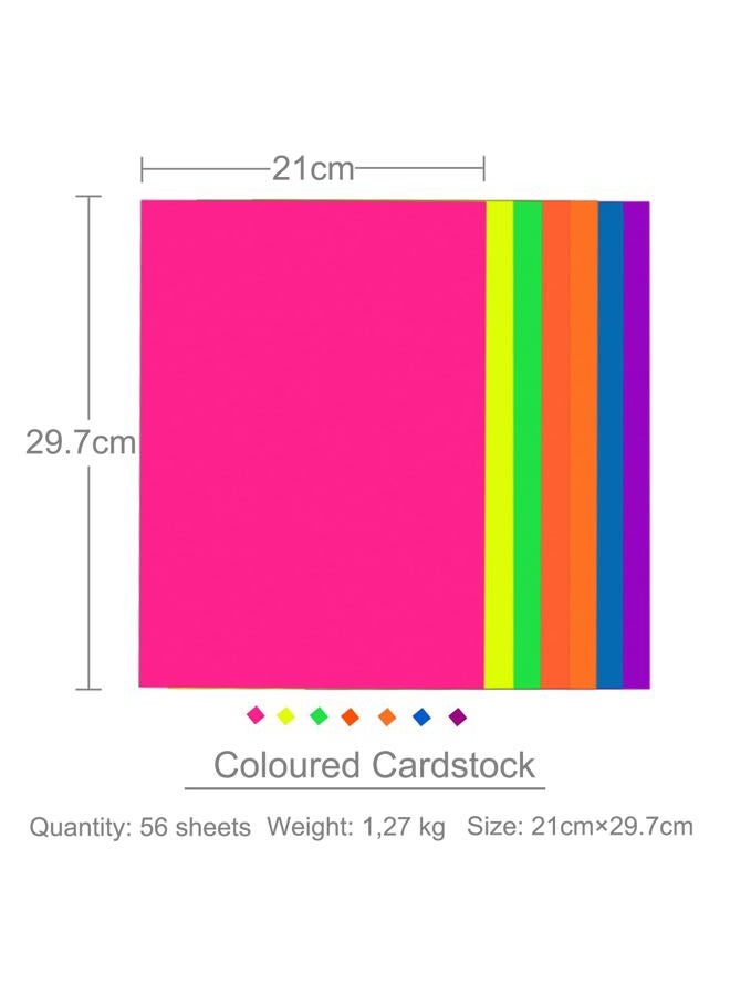 Magecubiku Colored Cardstock 8.5 in x 11 in,56 Sheet Fluorescent Neon Index Paper 250 GSM/90 LB HeavyWeight Card Stock Set of 7 Colors for Cutting DIY Kids Art Craft - Image 2