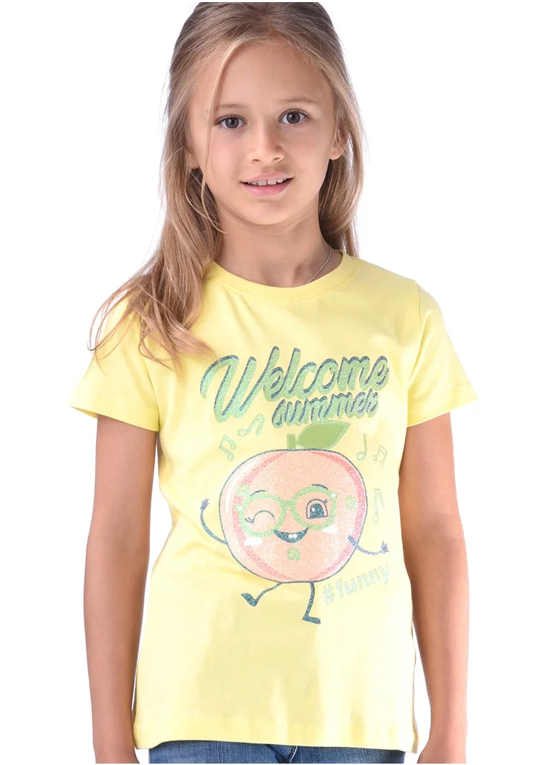 فكتور اند جين Victor and jane Girls' T-shirt - Yellow