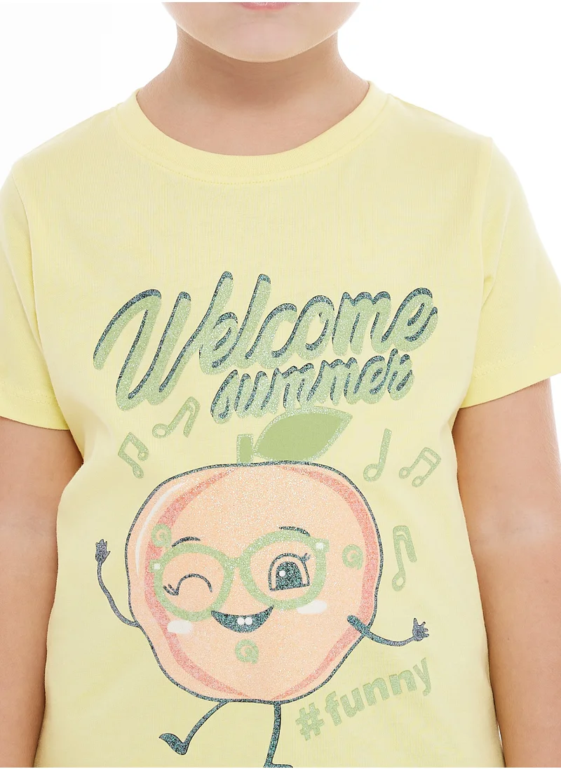 فكتور اند جين Victor and jane Girls' T-shirt - Yellow