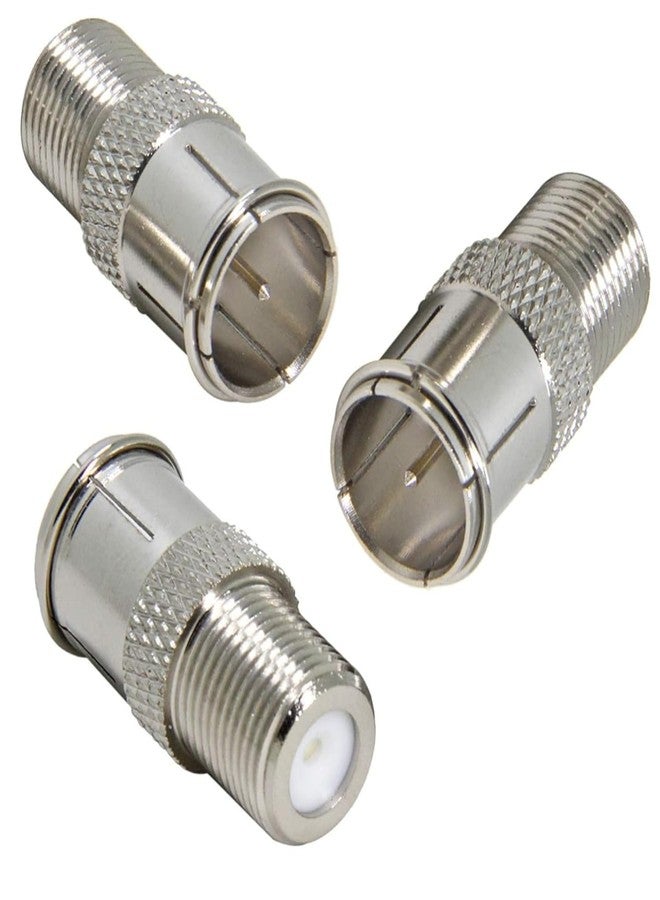 EZYUMM 3-Pack Quick Connect Coaxial Cable Connector, Push-On F Type Male to Female Adapter for RG6 Cable, Satellite Dish, TV, Internet & RV (Nickel Plated, Easy Install) - Image 1