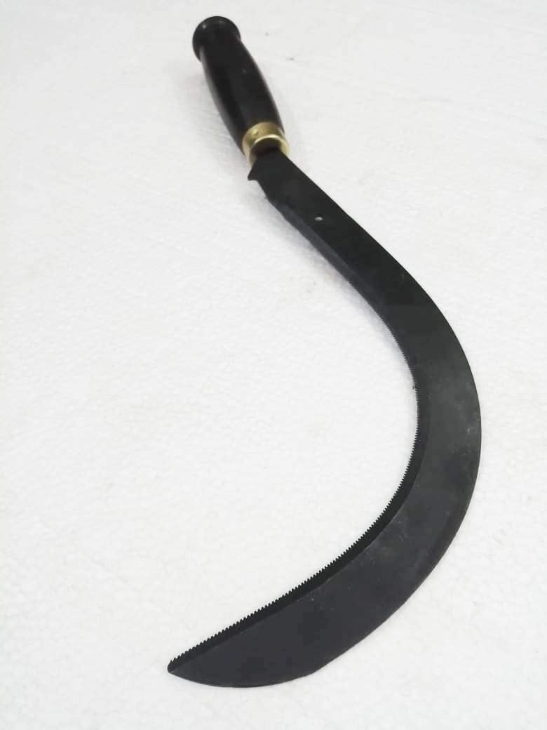 FTE Paddy Cutting Curved Saw with Sharp Teeth and Wooden Handle for Gardening and Agriculture Purpose 36 cm 14 inch - Image 1