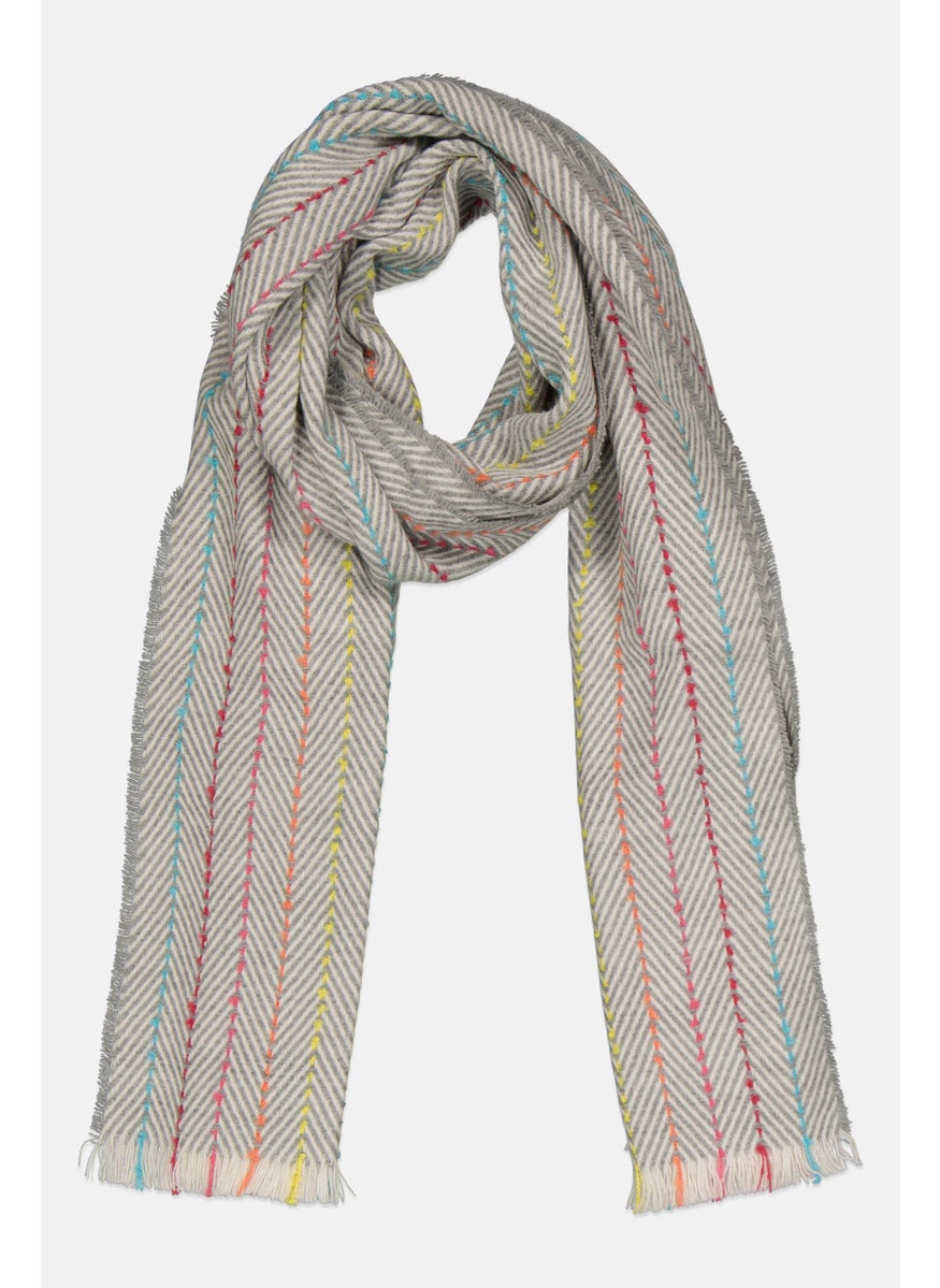 Body Glove Women Textured Multi Chevron Scarves 190 L x 48 H cm, Grey Combo  - Image 1