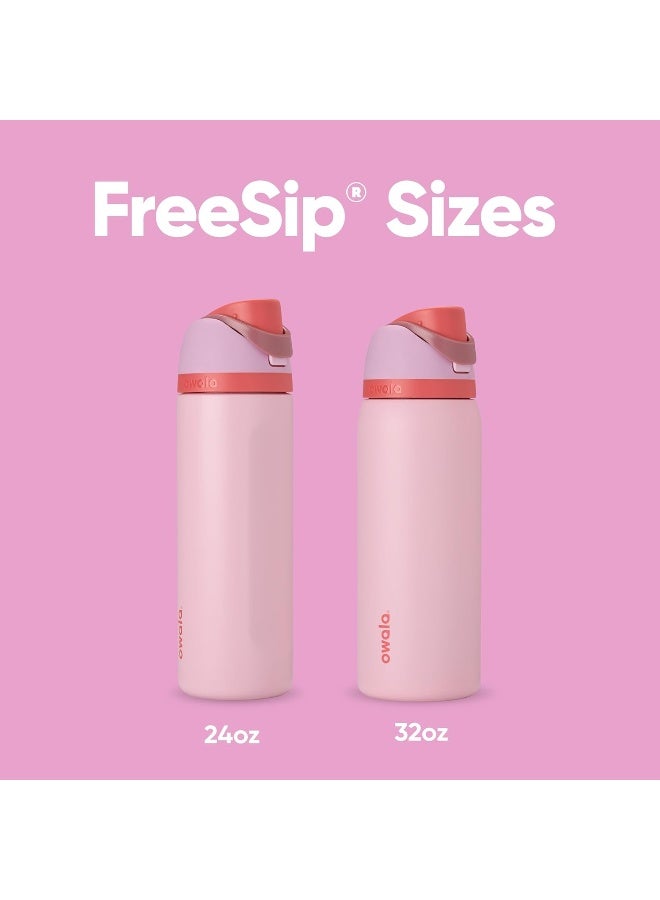 Owala زجاجة ماء معزولة من الفولاذ المقاوم للصدأ FreeSip مع قشة للرياضة والسفر، زجاجة ماء رياضية خالية من BPA، 24 أونصة، وردي، كعكة الطعام الملائكي - Image 5