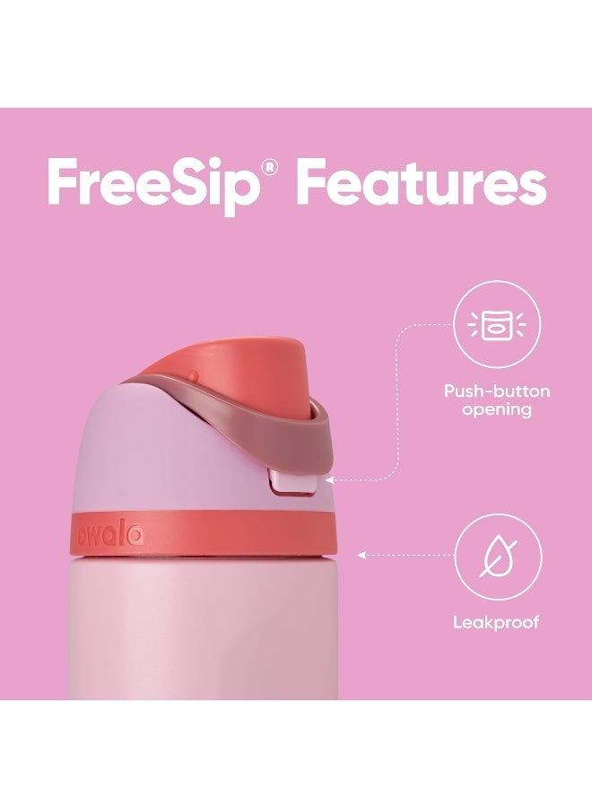 Owala زجاجة ماء معزولة من الفولاذ المقاوم للصدأ FreeSip مع قشة للرياضة والسفر، زجاجة ماء رياضية خالية من BPA، 24 أونصة، وردي، كعكة الطعام الملائكي - Image 4