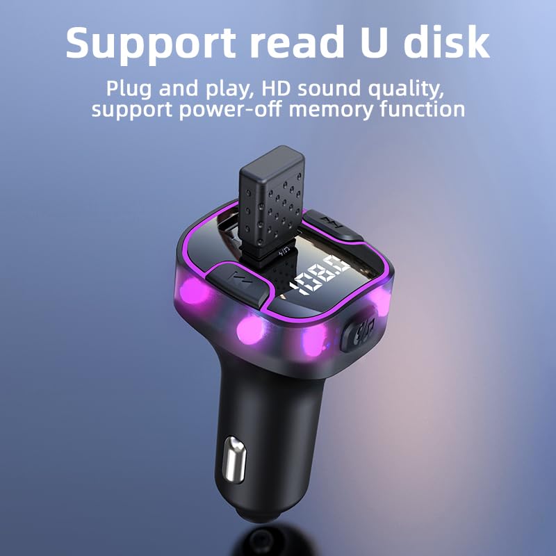 VeeDee Tvara C49 Car Bluetooth FM Transmitter and Wireless Radio Adapter Car Kit with LED Display, Hands-Free Calling, and Dual USB Charging Ports - Image 5