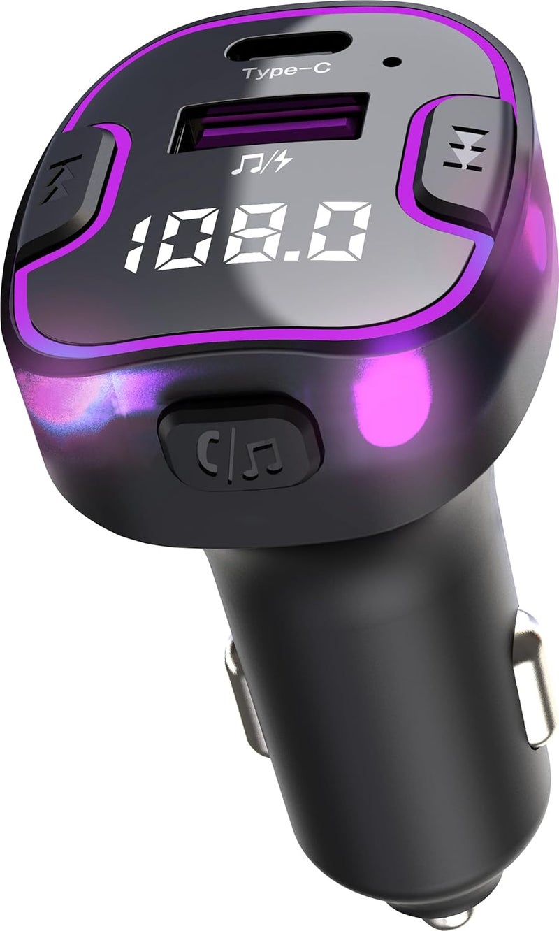VeeDee Tvara C49 Car Bluetooth FM Transmitter and Wireless Radio Adapter Car Kit with LED Display, Hands-Free Calling, and Dual USB Charging Ports - Image 2
