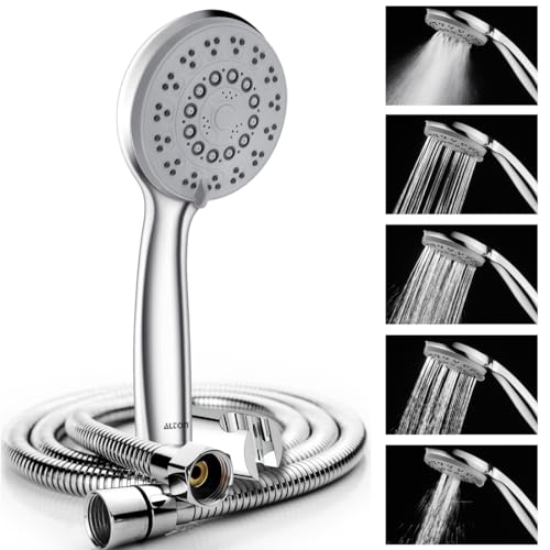 ALTON SHR22355 ABS, 4-INCH, 5-Function Hand Shower With 1.5 Meter Hose Pipe And Wall Hook, Silver - Image 1