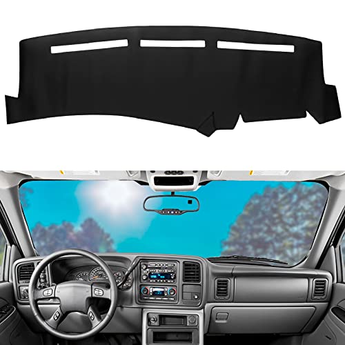 BERKSYDE Dashboard Dash Mat Cover Leather Dashboard Pad Sun Protection Compatible for 99-06 Chevy Silverado GMC Sierra,00-06 Chevy Suburban Tahoe GMC Yukon/XL,01-06 Chevy Avalanche(Black) - Image 1