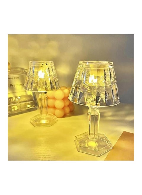 Small battery-operated LED lamp with crystal design (1), transparent, small battery-operated LED table lamp, length 14 cm and width 6.5