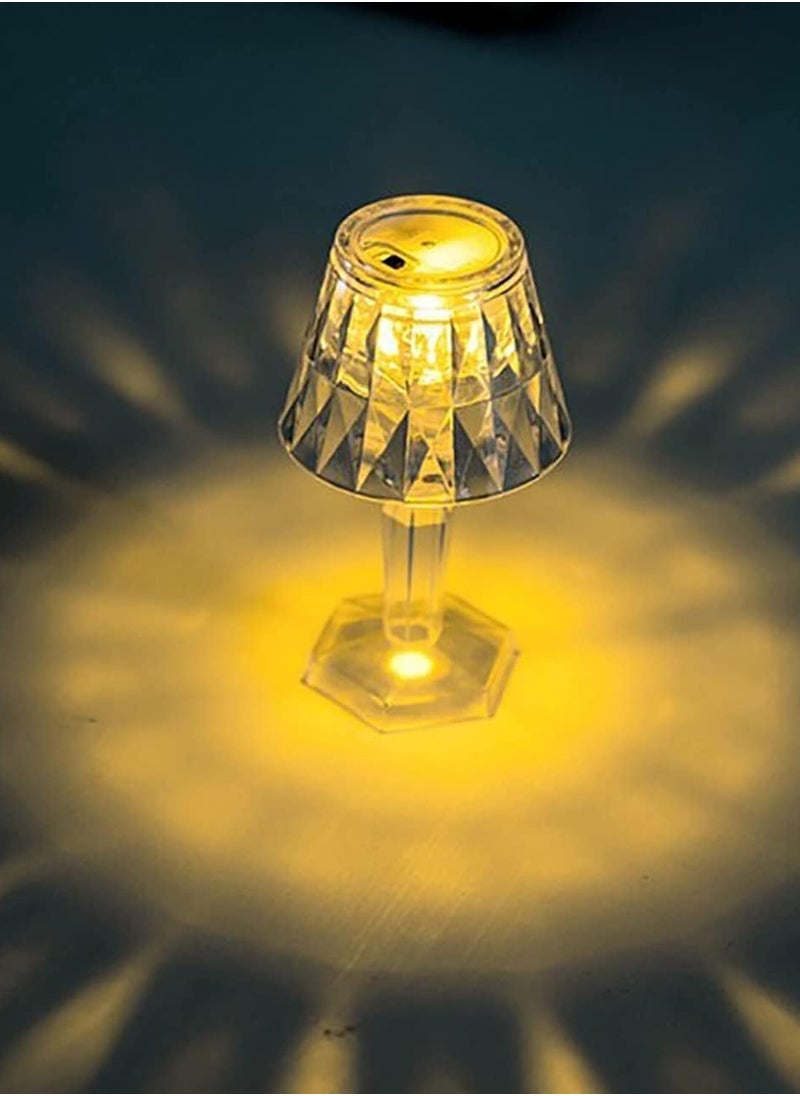 Generic - Small battery-operated LED lamp with crystal design (1), transparent, small battery-operated LED table lamp, length 14 cm and width 6.5 - Image 1