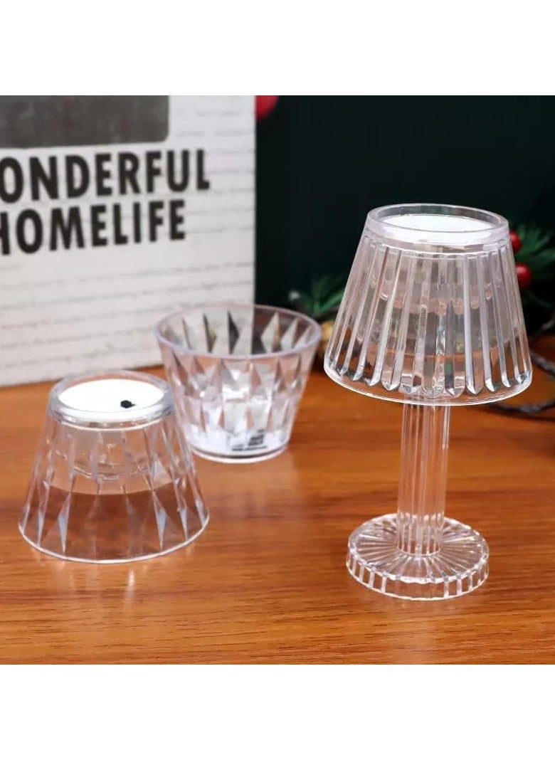 Generic - Small battery-operated LED lamp with crystal design (1), transparent, small battery-operated LED table lamp, length 14 cm and width 6.5 - Image 1
