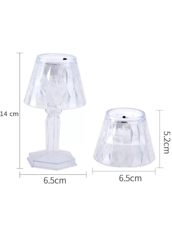 Generic - Small battery-operated LED lamp with crystal design (1), transparent, small battery-operated LED table lamp, length 14 cm and width 6.5 - Image 1