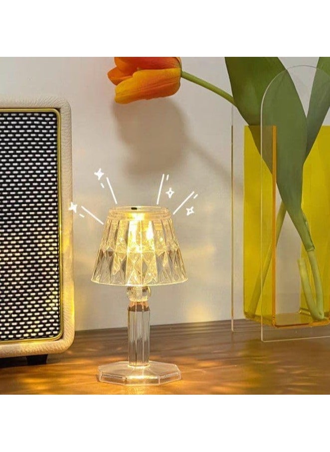 Generic - Small battery-operated LED lamp with crystal design (1), transparent, small battery-operated LED table lamp, length 14 cm and width 6.5 - Image 1