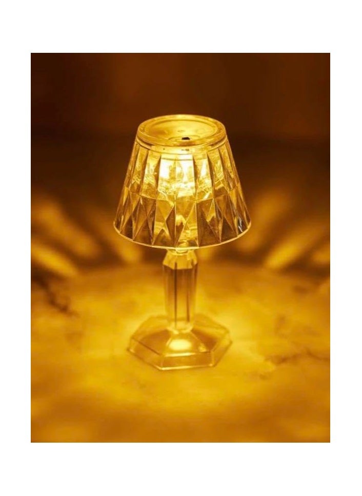 Generic - Small battery-operated LED lamp with crystal design (1), transparent, small battery-operated LED table lamp, length 14 cm and width 6.5 - Image 1