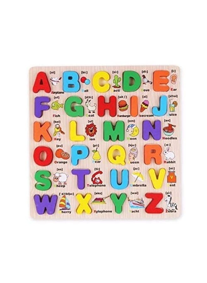 نيفيو لوح لغز الحروف الأبجدية الخشبي – لعبة تعليمية لتعلم الحروف للأطفال – لعبة مونتيسوري تعليمية ما قبل المدرسة – بازل تعليمي ملون - Image 1