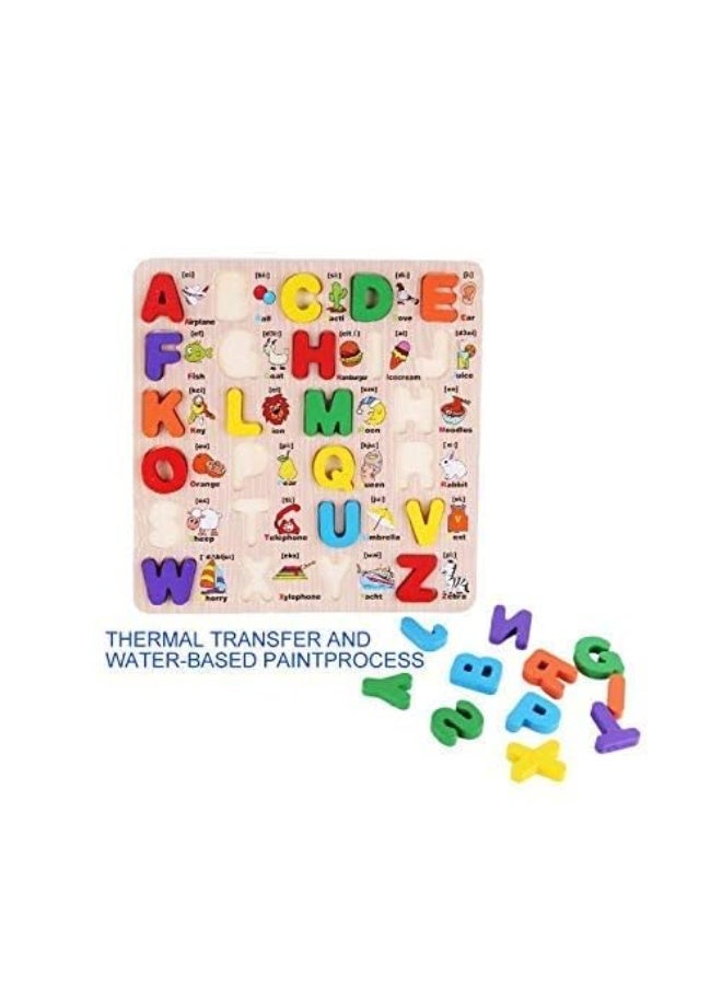 نيفيو لوح لغز الحروف الأبجدية الخشبي – لعبة تعليمية لتعلم الحروف للأطفال – لعبة مونتيسوري تعليمية ما قبل المدرسة – بازل تعليمي ملون - Image 2