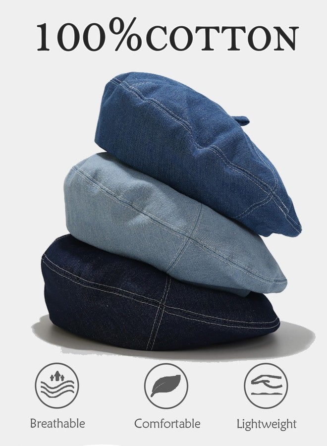 FEOYA Denim Beret Hat for Women French Style Artist Hat Casual Beanie Cap Retro Cool Look - Image 5
