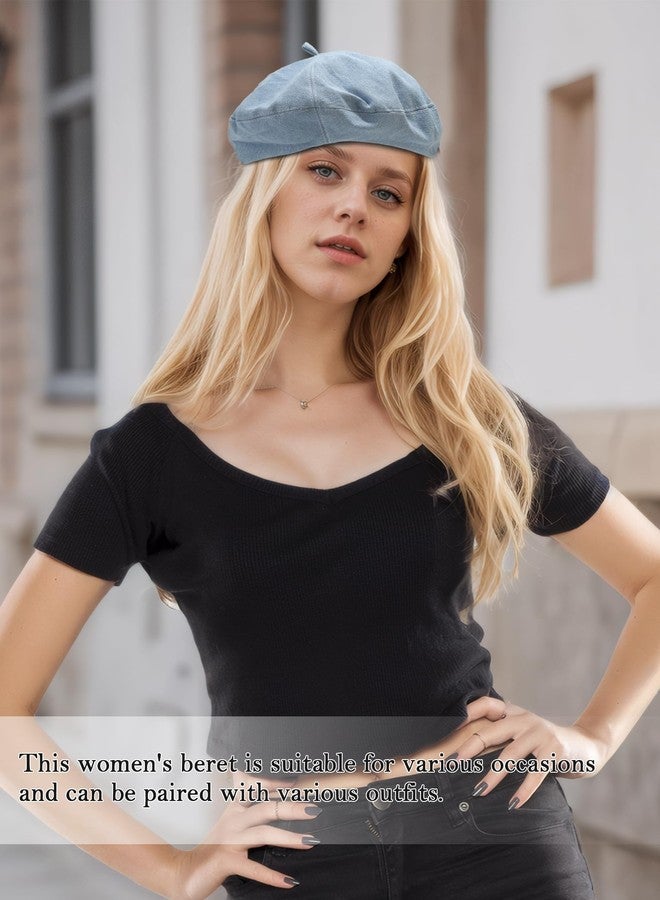 FEOYA Denim Beret Hat for Women French Style Artist Hat Casual Beanie Cap Retro Cool Look - Image 2