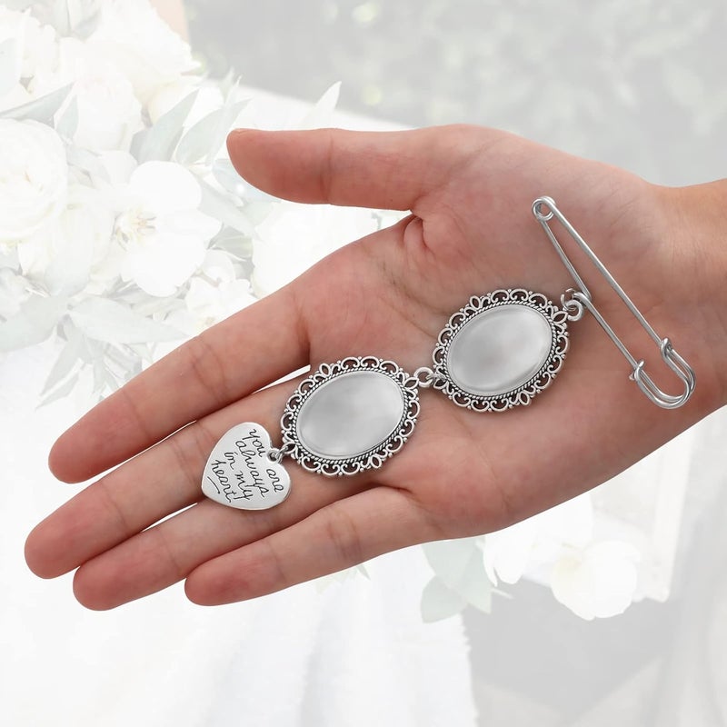 klarako Wedding Bouquet Photo Charm DIY Brooch Making Kit Pin Lacy Oval Picture Frame with Pendant for Family Friend Wife Daughter for Holiday Craft Use - Image 3
