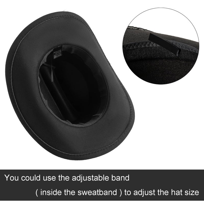 Jastore Kids Western Cowboy Hat for Girl Boy Wide Brim Beach Cowgirl Hat with Belt Buckle Cattleman Cowboys Hats (US, Age, 5 Years, 10 Years, Black) - Image 4