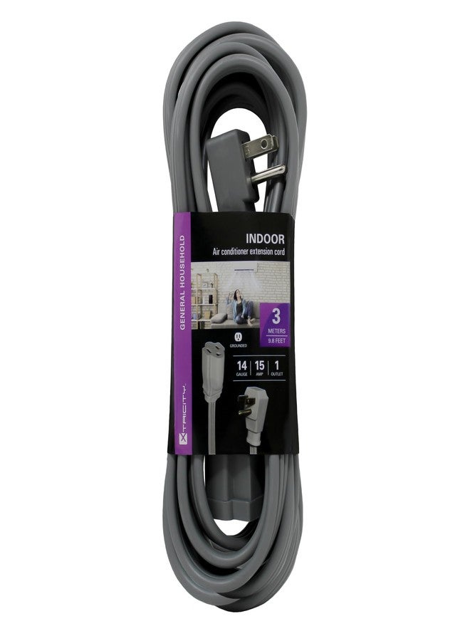 Xtricity 10 FT Heavy Duty Air Conditioner and Appliance Extension Cord, 14 Gauge, 15 Amp, ETL Listed, Grey - Image 1