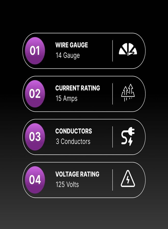 Xtricity 10 FT Heavy Duty Air Conditioner and Appliance Extension Cord, 14 Gauge, 15 Amp, ETL Listed, Grey - Image 3