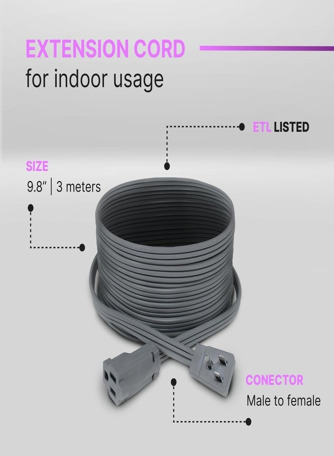Xtricity 10 FT Heavy Duty Air Conditioner and Appliance Extension Cord, 14 Gauge, 15 Amp, ETL Listed, Grey - Image 4