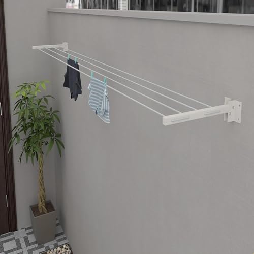 JIALTO Wall-Mounted Foldable Clothes Drying Rack | Heavy-Duty Indoor & Outdoor Dryer Stand | Space-Saving Design for Balcony, Laundry, or Utility Room – Black (White Drying Stand) - Image 1