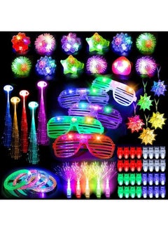 83Pcs Led Light Up Toys Party Favors Glow in the Dark Party Supplies for Kid/Adults Halloween with 50 Finger Lights, 8 Jelly Rings, 5 Flashing Glasses, 5 Bracelets, 5 Fiber Optic Hair Lights an - pzsku/Z1583ADF620B25733AC55Z/45/_/1690378514/ec499fb4-3600-4215-883d-28c314553a0e