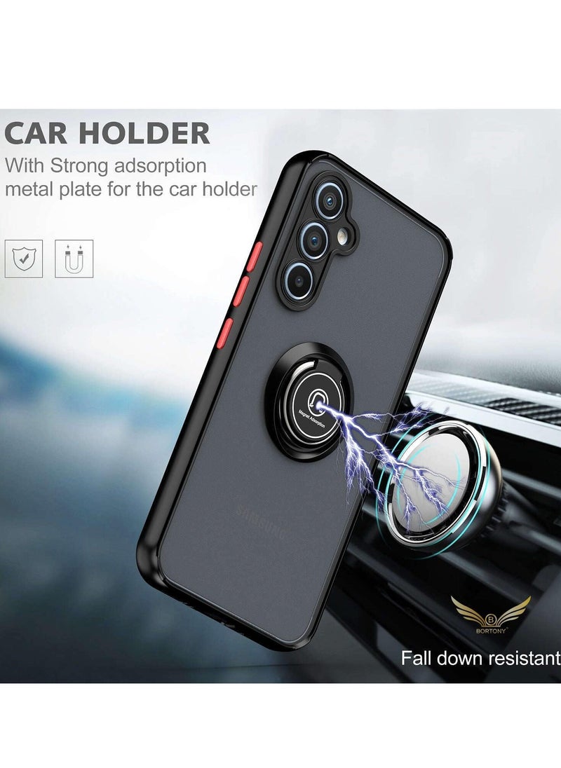 Generic NEW Shockproof Galaxy A54 5G Case with Metal Ring Kickstand – Magnetic Car Mount Holder, Matte Hard Back Bumper Cover (Green/Grey)  - Image 4