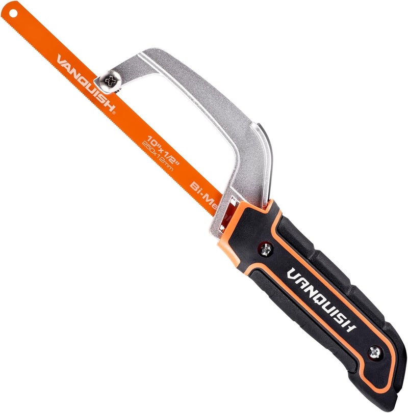 Vanquish Hacksaw, Compact Hand Operating Hack Saw with 10 Inch Aluminum Frame, Bi-Metal HSS Blades, Suitable for Wood and Metal Mini Hacksaw 4851 - Image 1