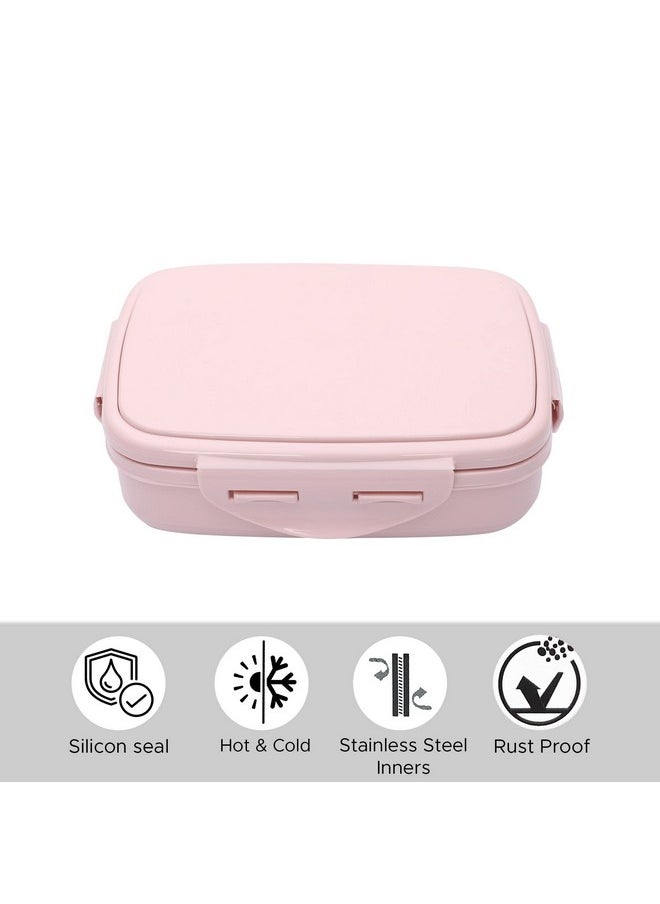 JAYPEE JAYPEE Stainless Steel Insulated Lunch Box Wavesteel Jr. Pink, 500 ml, Airtight Tiffin Box for School Kids |Spillproof with Silicon Seal |Food Grade | BPA Free  - Image 5
