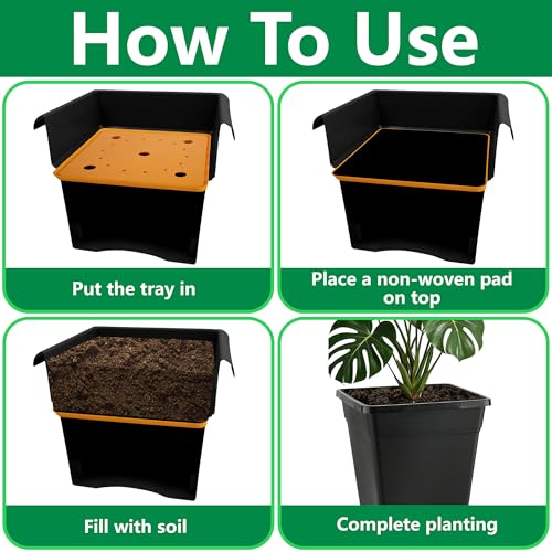 LFUTARI 13" Square Planter Insert, Reusable Large Plant Pots Insert with Liner and Drainage Holes, Plastic Pot Fillers for Indoor and Outdoor Plants Containers (16''-19'') - Image 5