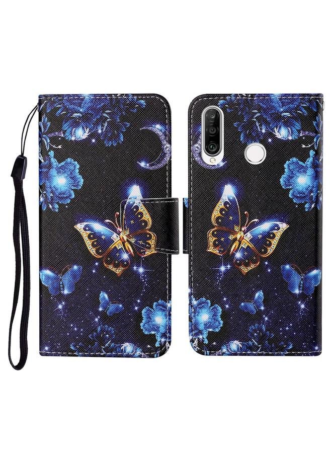 Zaboon Case For Huawei P30 lite Colored Drawing Pattern Horizontal Flip Leather Case with Holder & Card Slots & Wallet & Lanyard - Image 1