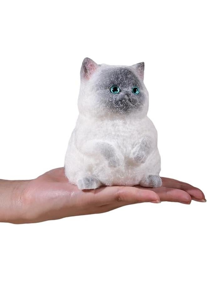 Big Cat Squishies Toy - Soft Siamese Cat Squeeze Stress Relief Toys for Kids & Adults, Cute Realistic Sensory Fidget Toy (4.9Inch) - Image 1