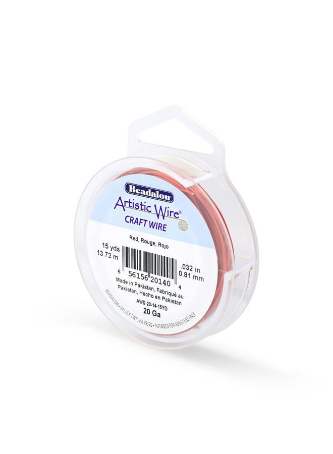 Artistic Wire , 20 Gauge Tarnish Resistant Colored Copper Craft Wire, Red, 15 yd - Image 1
