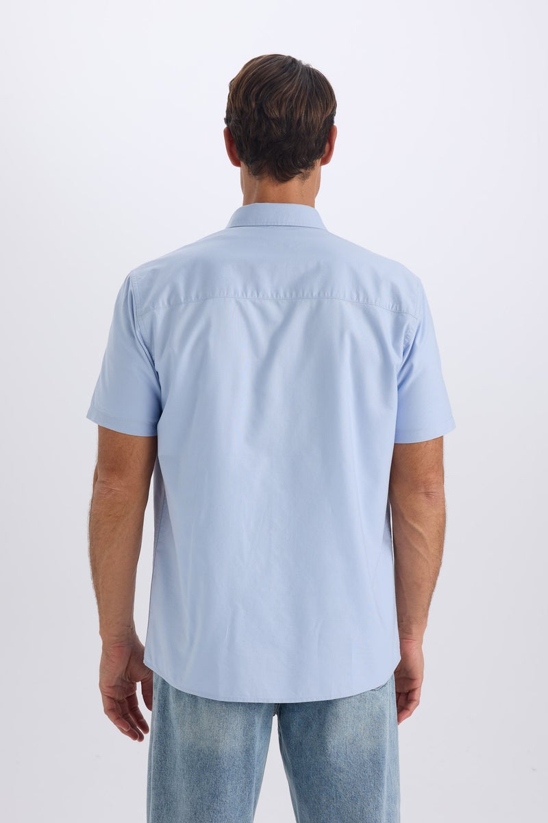 DeFacto Man Regular Fit Polo Collar Oxford Short Sleeve Shirt - Image 4