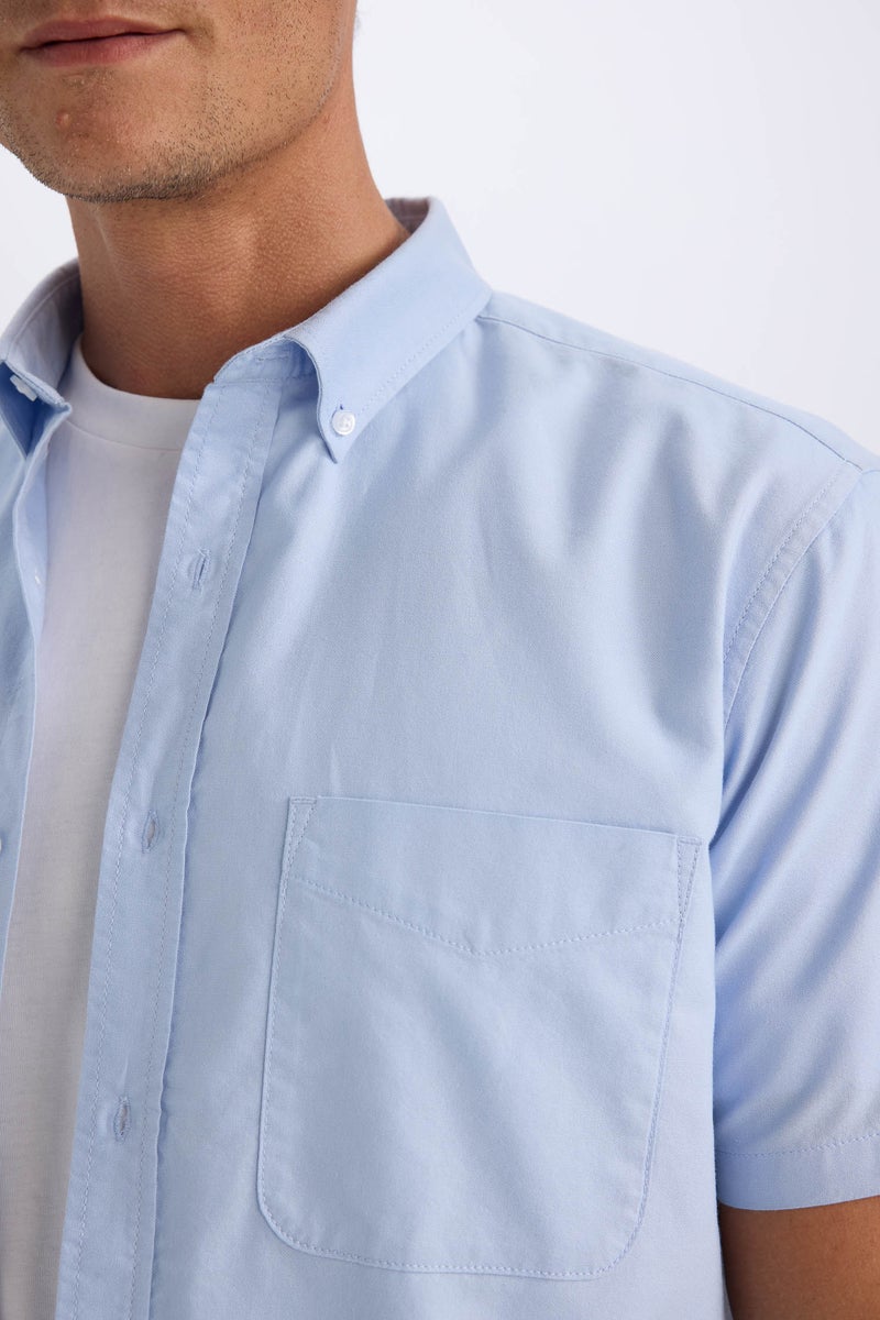 DeFacto Man Regular Fit Polo Collar Oxford Short Sleeve Shirt - Image 5