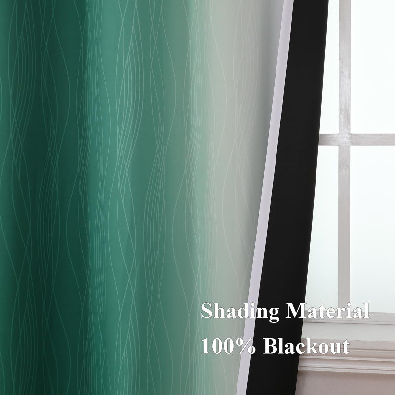 Estelar Textiler Green and Greyish White Gradient Blackout Curtains for Bedroom  Thermal Insulated Ombre Drapes 96 Inches Long  Full Light Blocking Curtains for Living Room  52Wx96L  2 Panels - Image 5
