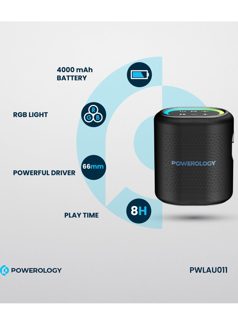 Powerology TWS Portable Loud Speaker 20W / RGB Light / Powerful Driver / Wireless Speaker - Black  - Image 2