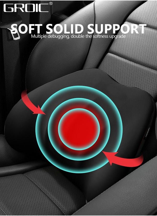 GROIC Car Lumbar Support Pillow,Memory Foam Lumbar Support Cushion,Ergonomic Design 3D Spine Back Support Pillow Relieve Back Pain and Muscle Tension for Office Chair or Car Seat  - Image 2