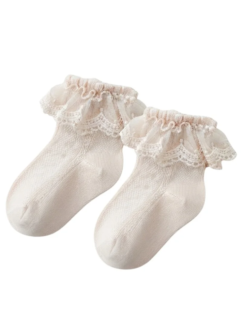 Bambimici Baby Ruffle Lace Socks 5 Pairs - Cream
