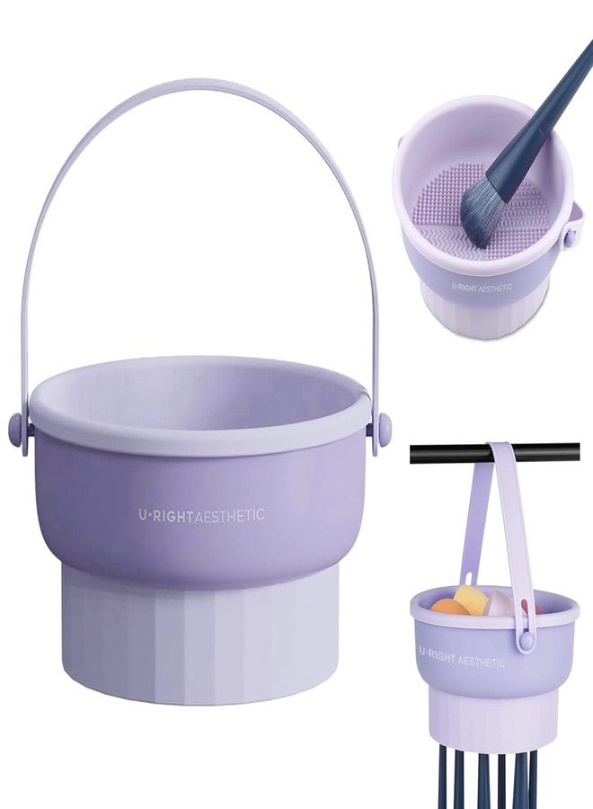CARTSHOPPER Silicone Makeup Brush Cleaner Bowl 3 in 1 Makeup Brush Tools Drying Holder Portable Cosmetic Brush Cleaner Pad for Cleaning,Drying,Storage Makeup Brushes,Sponges - Image 1