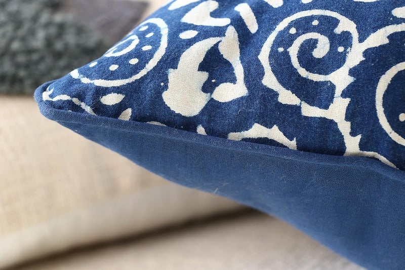 IMPEXART PVT LTD Cotton 16TC Cushion Cover 18x18 inch Blue Set of 1 - Image 5