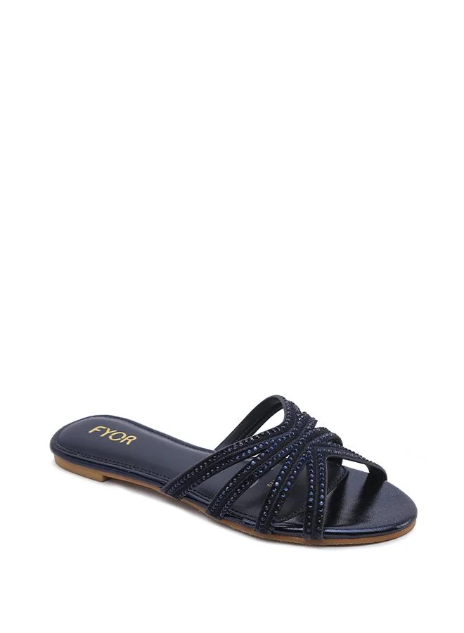 فايور Crystal-Studded Strappy Flat Sandal MY 416