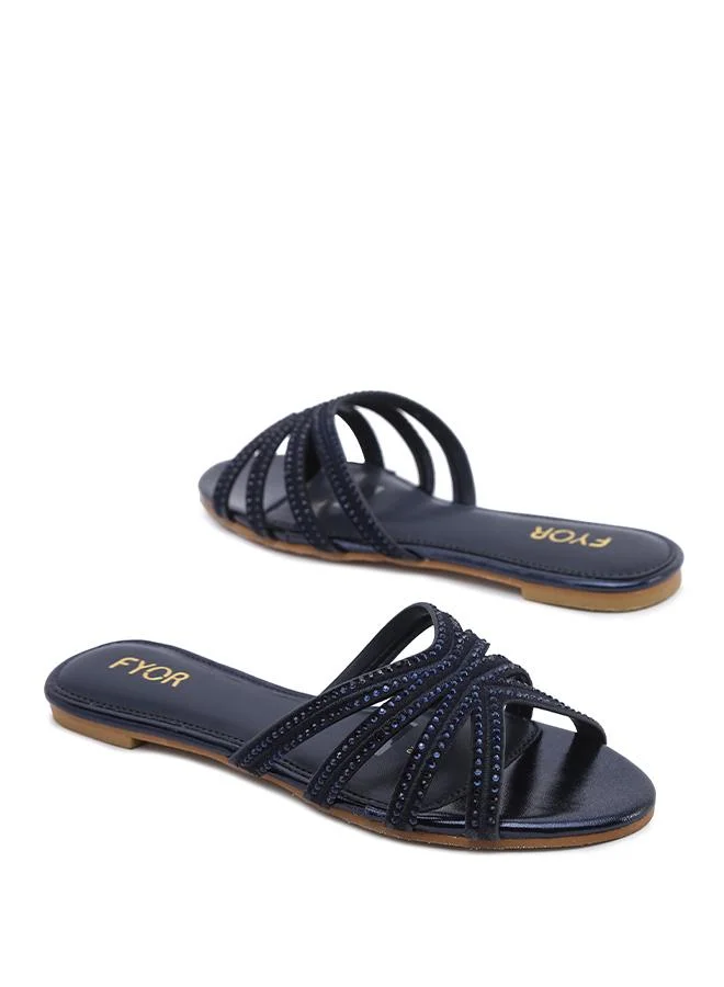 Fyor  Crystal-Studded Strappy Flat Sandal MY 416 for Women | Best Price UAE