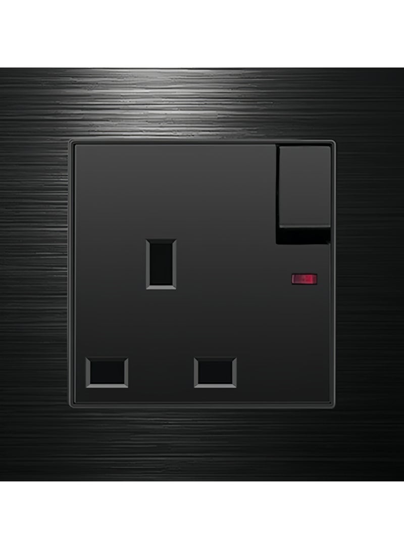 light switch,household light switch for wall, Black Brushed aluminum alloy panel Modern Power switch, Type 86 electric switch 250V,1 Gang 2 Way,2 Gang 2 Way,3 Gang 2 Way,4 Gang 2 Way,13Amp Single ,Double Sokect ,20Amp, 45Amp, Light Dimmer,Telephone,Computer socket,Satellite TV Socket,Door Bell Swtch - Image 5