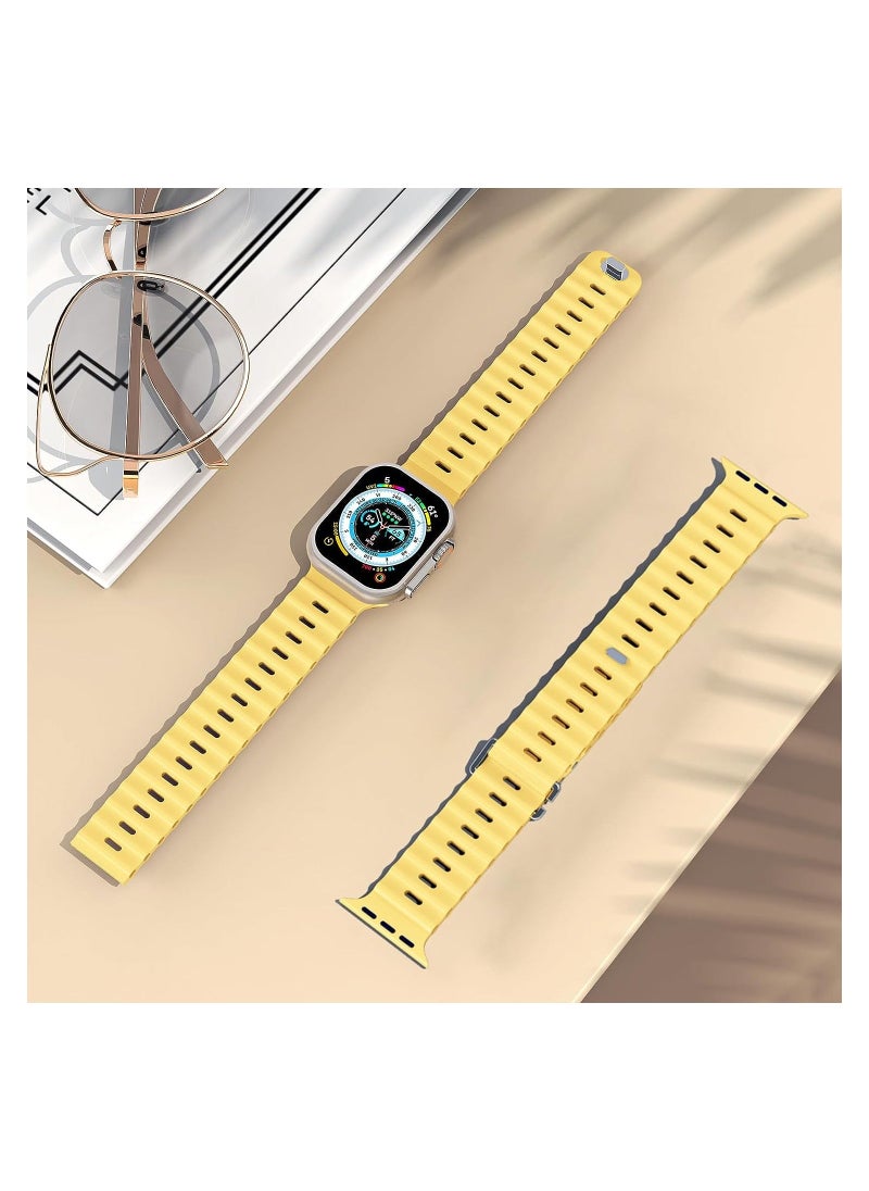 Color Fans - Soft Silicone Ocean Sports Strap Compatible Apple Watch 41mm 40mm 38mm for Men Women, Adjustible Watch Band for Apple Watch SE/Series 9/8/7/6/5/4/3/2/1 - Sunglow - Image 1